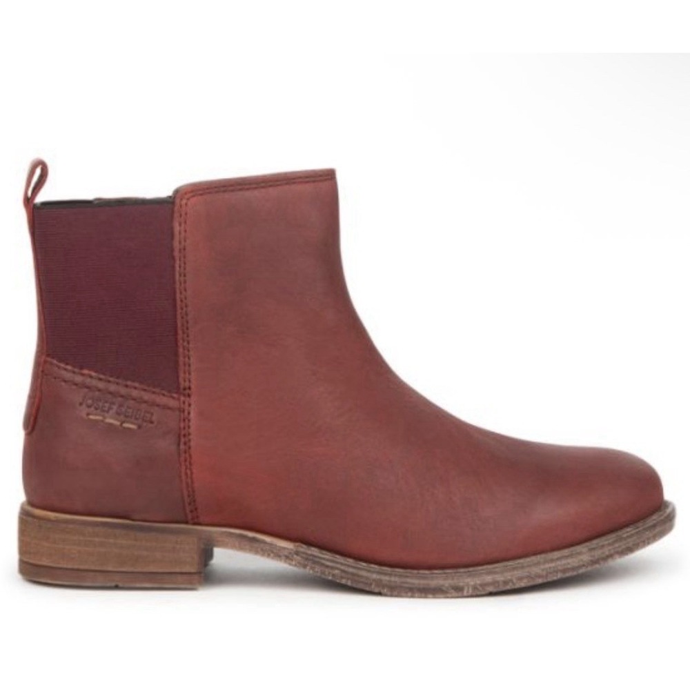 New Josef Seibel Sz 38 US 7 / 7.5 Sienna 08 Burgundy Red Leather Ankle Boots Zip